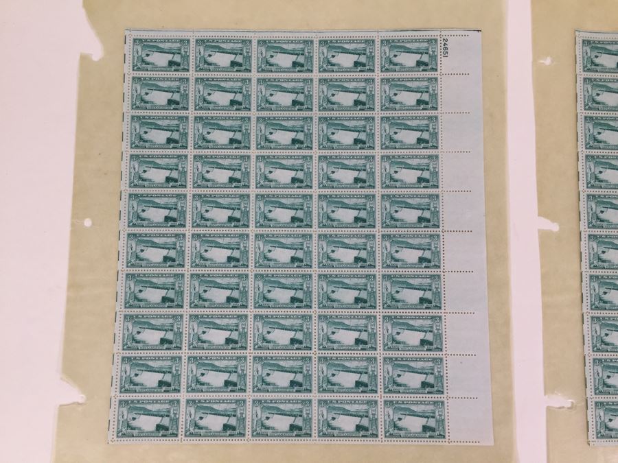 (2) Mint Postage Stamp Sheet 1952 3 Cent Grand Coulee Dam [Photo 4]
