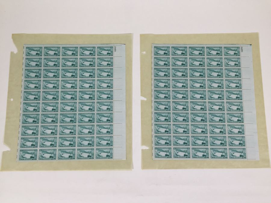 (2) Mint Postage Stamp Sheet 1952 3 Cent Grand Coulee Dam [Photo 1]