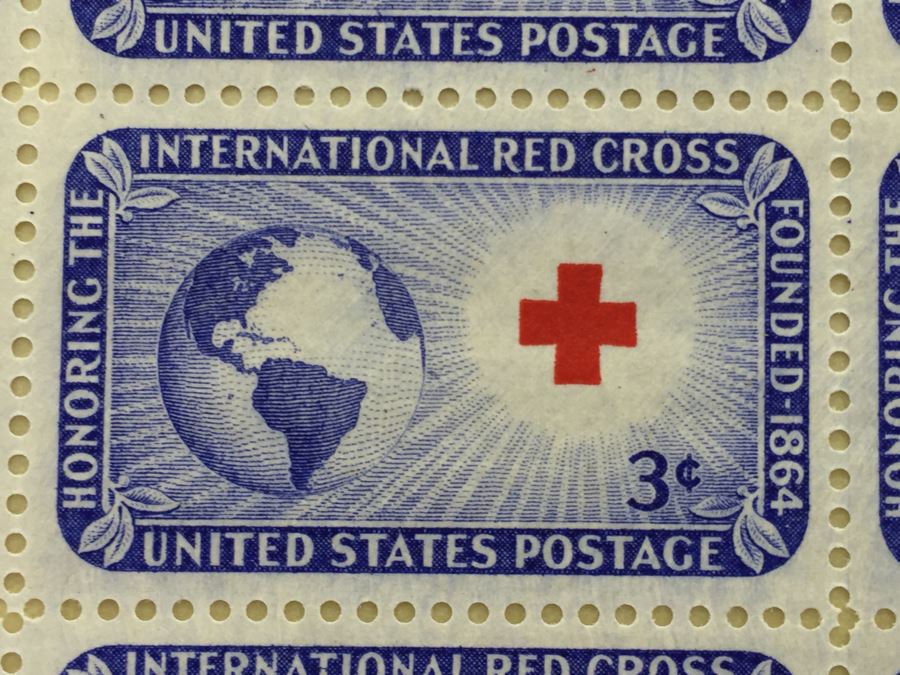 (2) Mint Postage Stamp Sheet 1952 3 Cent International Red Cross [Photo 3]
