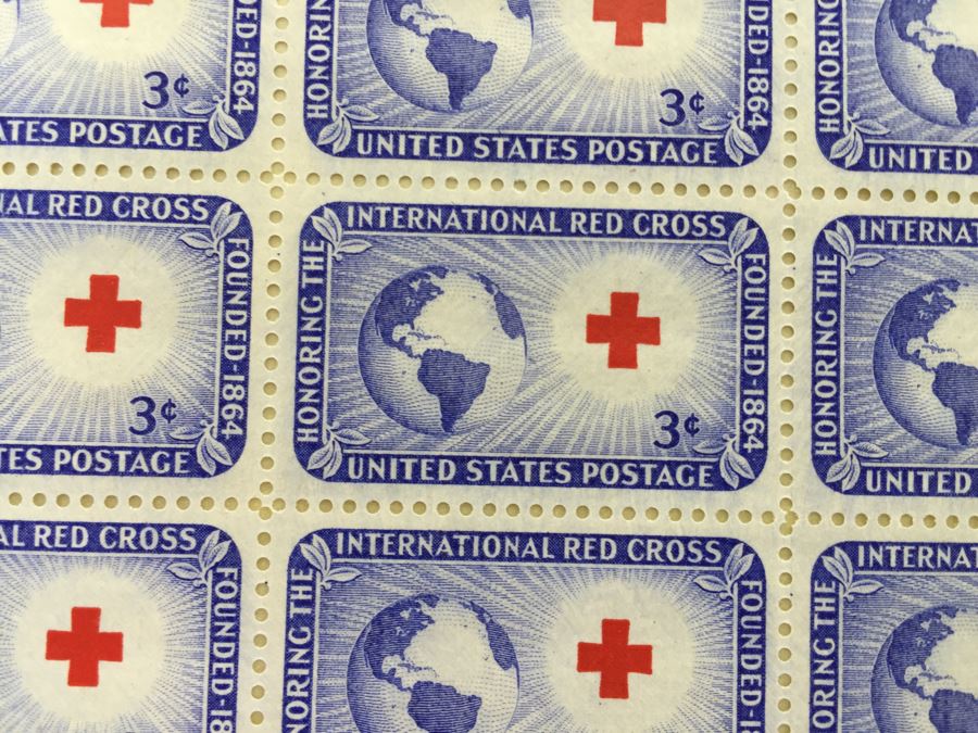 (2) Mint Postage Stamp Sheet 1952 3 Cent International Red Cross [Photo 7]