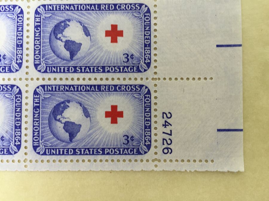 (2) Mint Postage Stamp Sheet 1952 3 Cent International Red Cross [Photo 2]