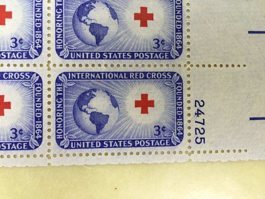 (2) Mint Postage Stamp Sheet 1952 3 Cent International Red Cross [Photo 6]