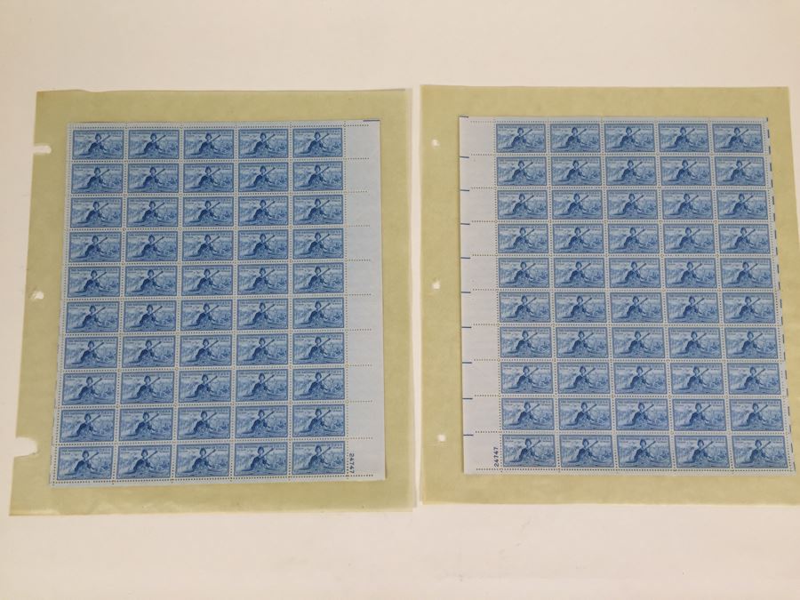 (2) Mint Postage Stamp Sheet 1952 3 Cent The National Guard Of The U.S. [Photo 1]