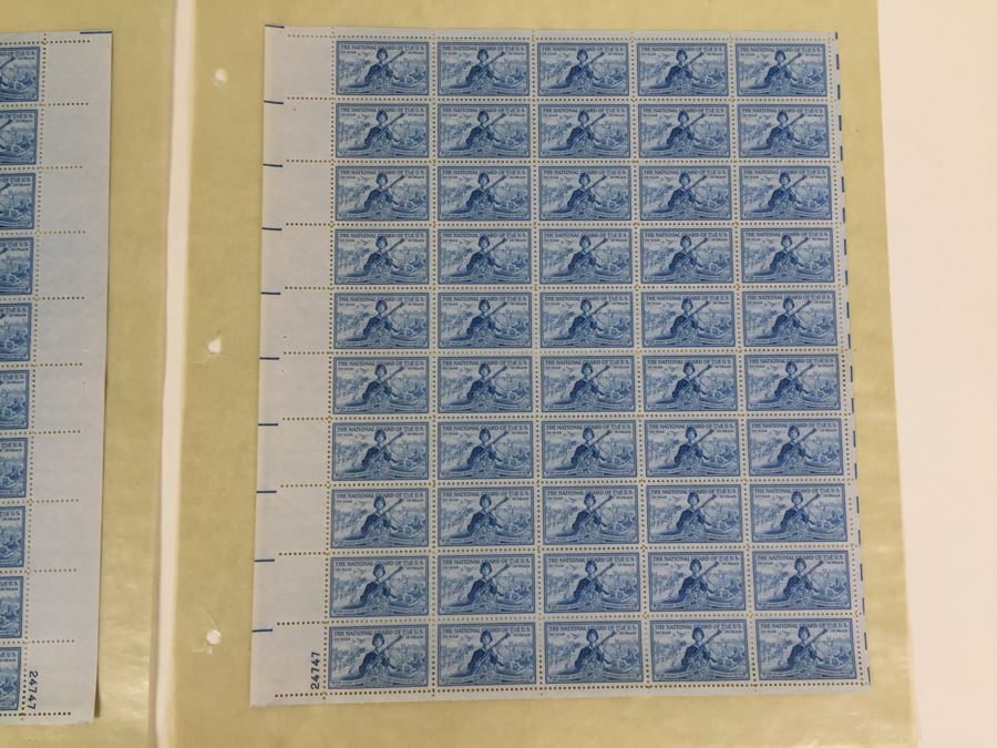 (2) Mint Postage Stamp Sheet 1952 3 Cent The National Guard Of The U.S. [Photo 5]