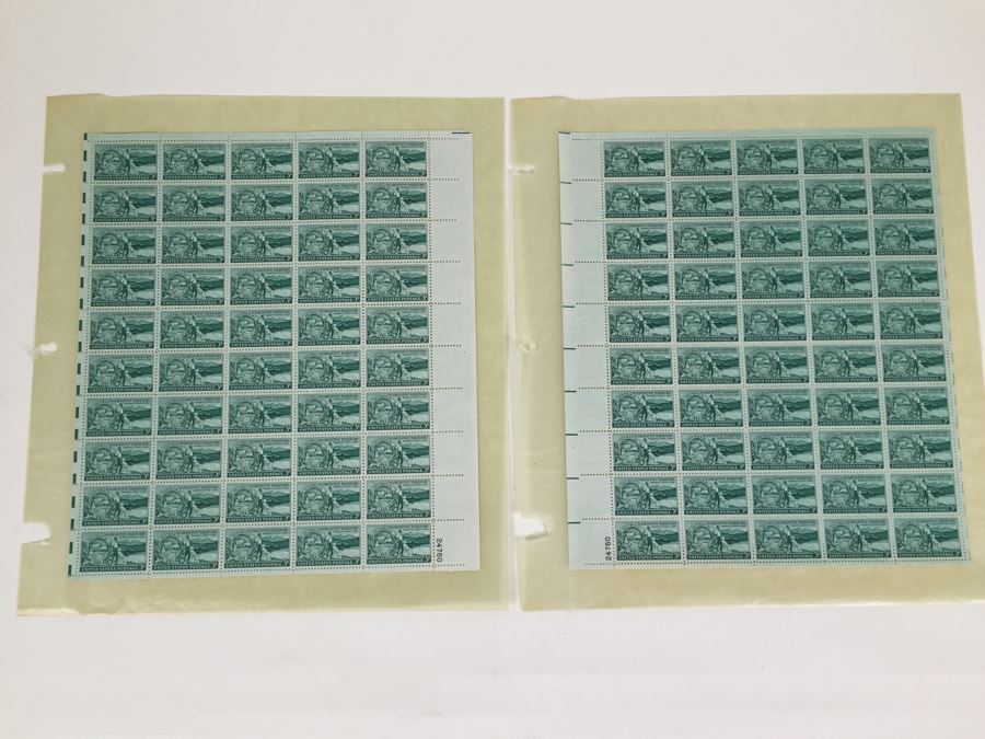 (2) Mint Postage Stamp Sheet 1953 3 Cent Washington Territory Centennial [Photo 1]