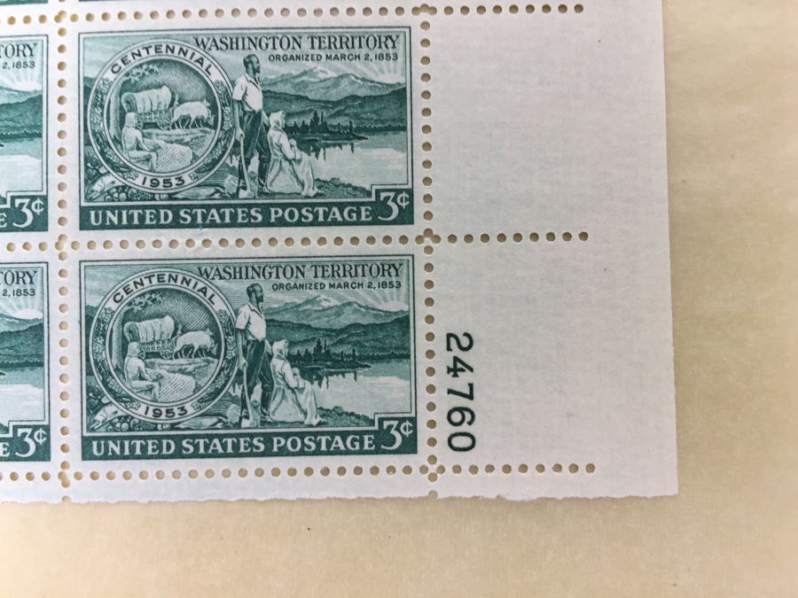 (2) Mint Postage Stamp Sheet 1953 3 Cent Washington Territory Centennial [Photo 2]