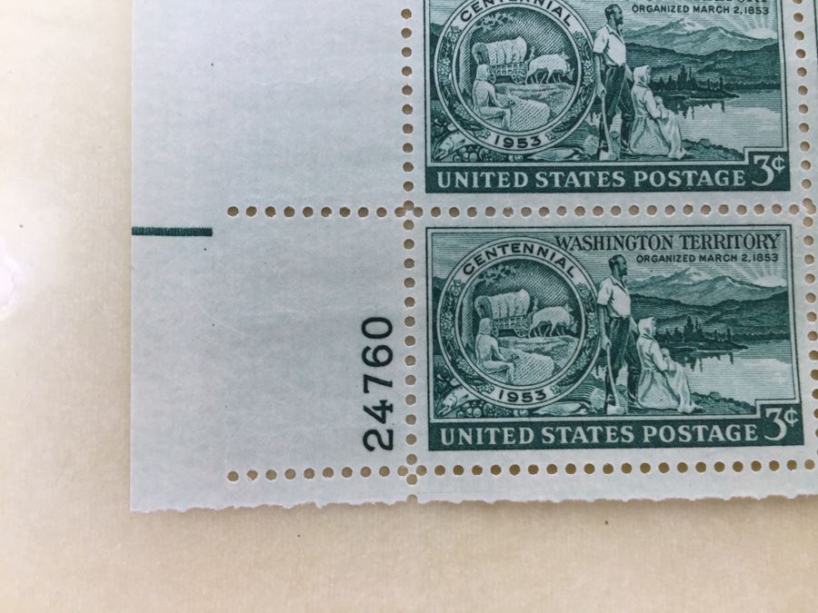 (2) Mint Postage Stamp Sheet 1953 3 Cent Washington Territory Centennial [Photo 6]