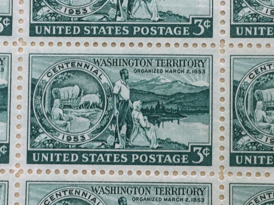 (2) Mint Postage Stamp Sheet 1953 3 Cent Washington Territory Centennial [Photo 7]