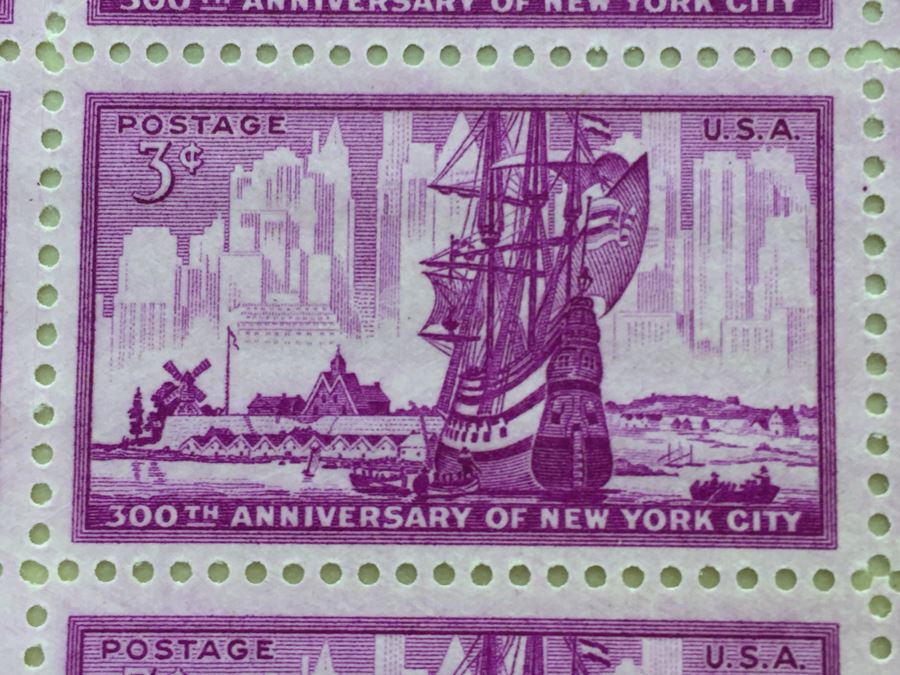 (2) Mint Postage Stamp Sheet 1953 3 Cent 300th Anniversary Of New York City [Photo 3]