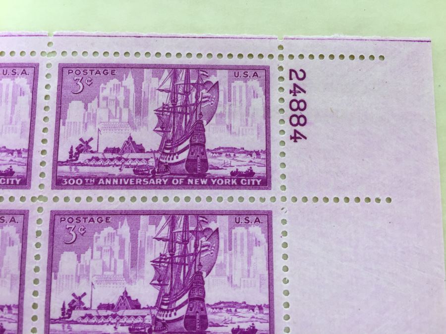 (2) Mint Postage Stamp Sheet 1953 3 Cent 300th Anniversary Of New York City [Photo 2]