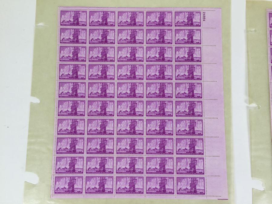 (2) Mint Postage Stamp Sheet 1953 3 Cent 300th Anniversary Of New York City [Photo 4]