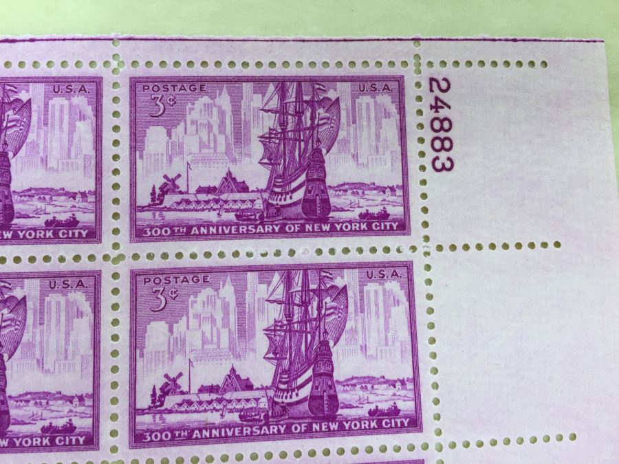 (2) Mint Postage Stamp Sheet 1953 3 Cent 300th Anniversary Of New York City [Photo 6]