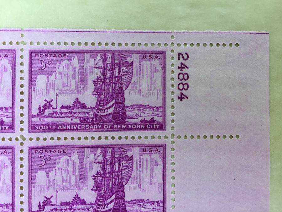 (2) Mint Postage Stamp Sheet 1953 3 Cent 300th Anniversary Of New York City [Photo 8]