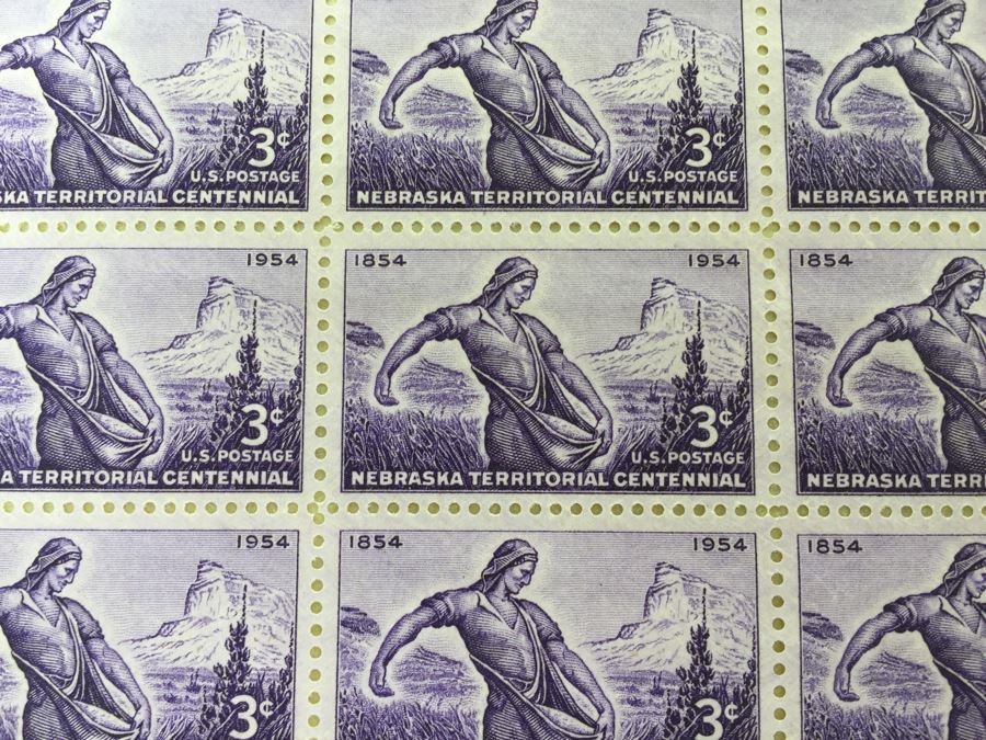 (2) Mint Postage Stamp Sheet 1954 3 Cent Nebraska Territorial Centennial [Photo 7]