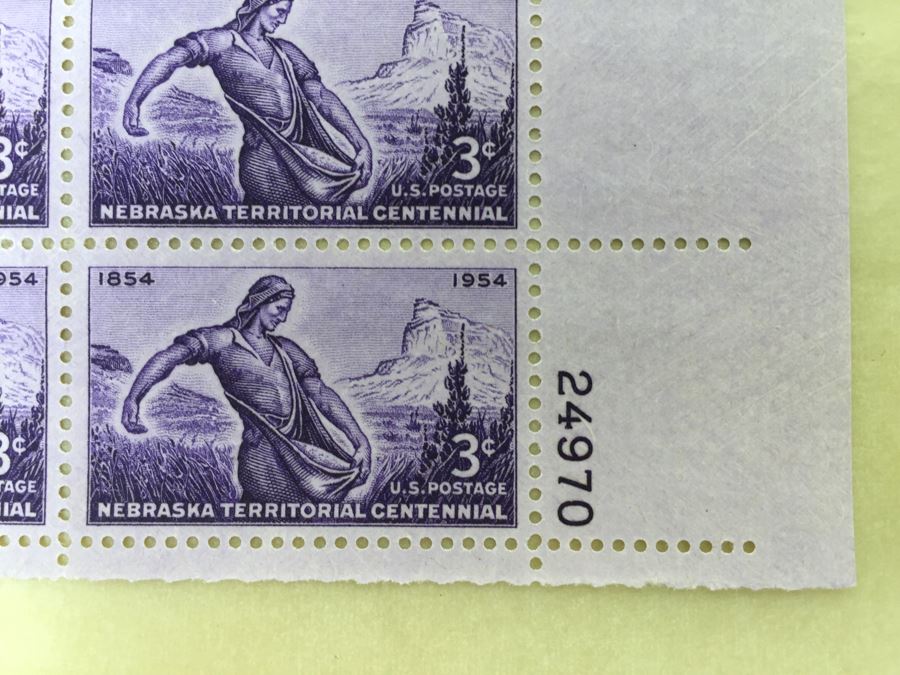 (2) Mint Postage Stamp Sheet 1954 3 Cent Nebraska Territorial Centennial [Photo 2]