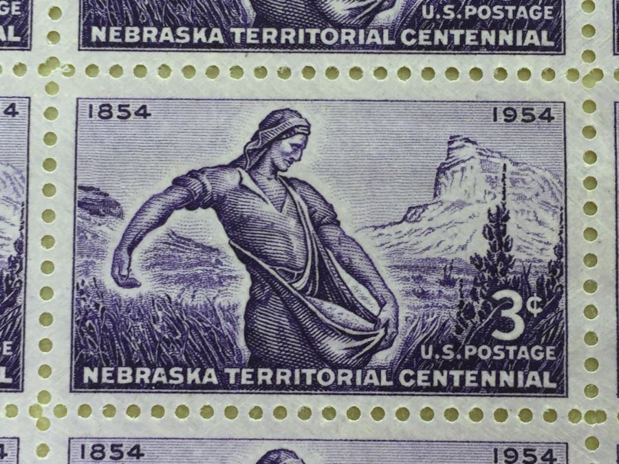 (2) Mint Postage Stamp Sheet 1954 3 Cent Nebraska Territorial Centennial [Photo 3]