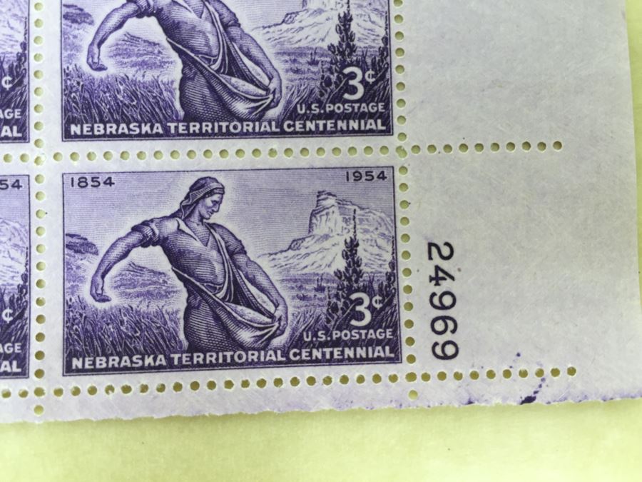 (2) Mint Postage Stamp Sheet 1954 3 Cent Nebraska Territorial Centennial [Photo 6]