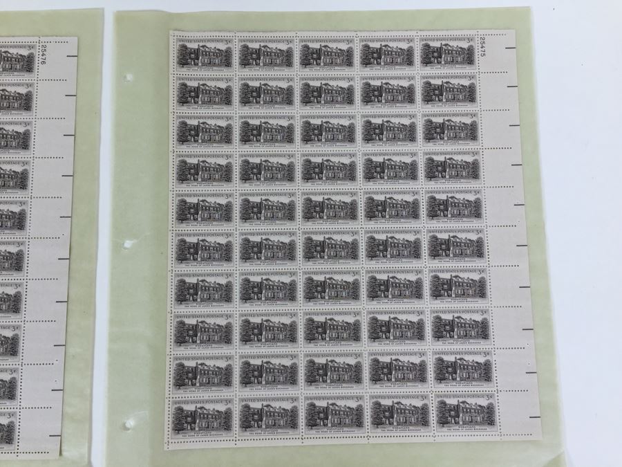 (2) Mint Postage Stamp Sheet 1956 3 Cent Wheatland The Home Of James Buchanan [Photo 5]