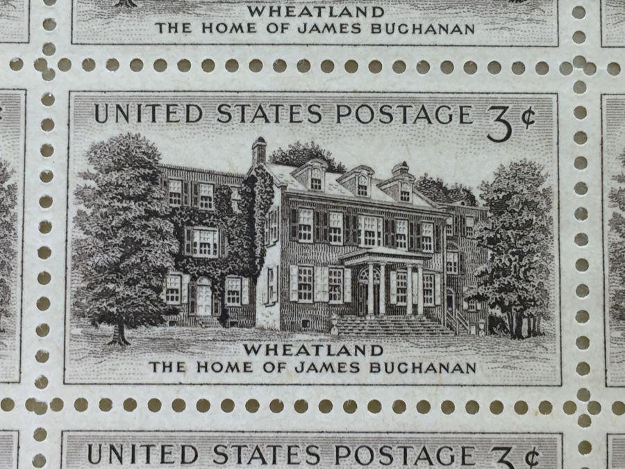(2) Mint Postage Stamp Sheet 1956 3 Cent Wheatland The Home Of James Buchanan [Photo 3]