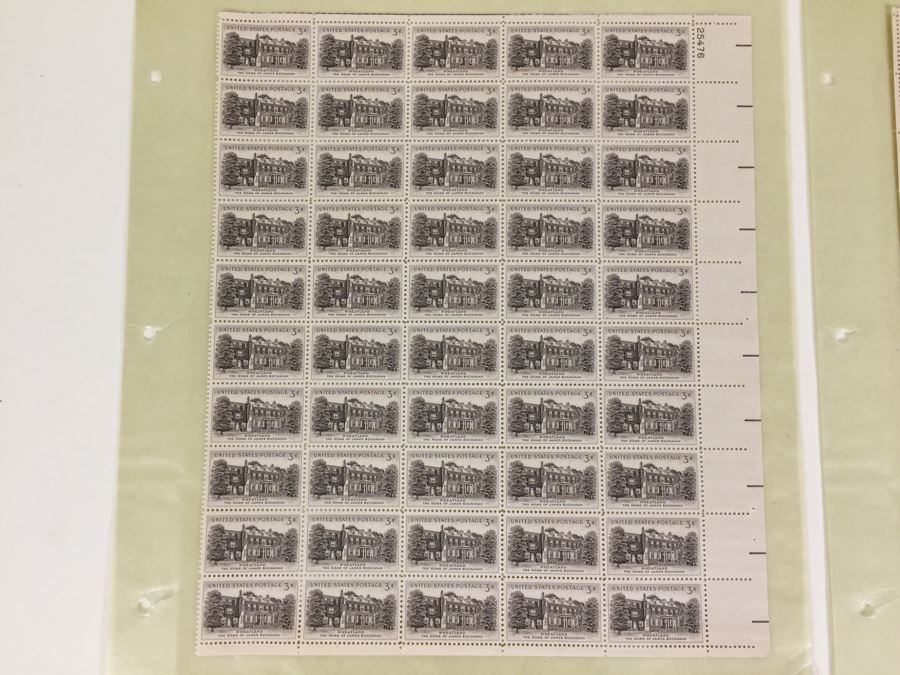 (2) Mint Postage Stamp Sheet 1956 3 Cent Wheatland The Home Of James Buchanan [Photo 4]