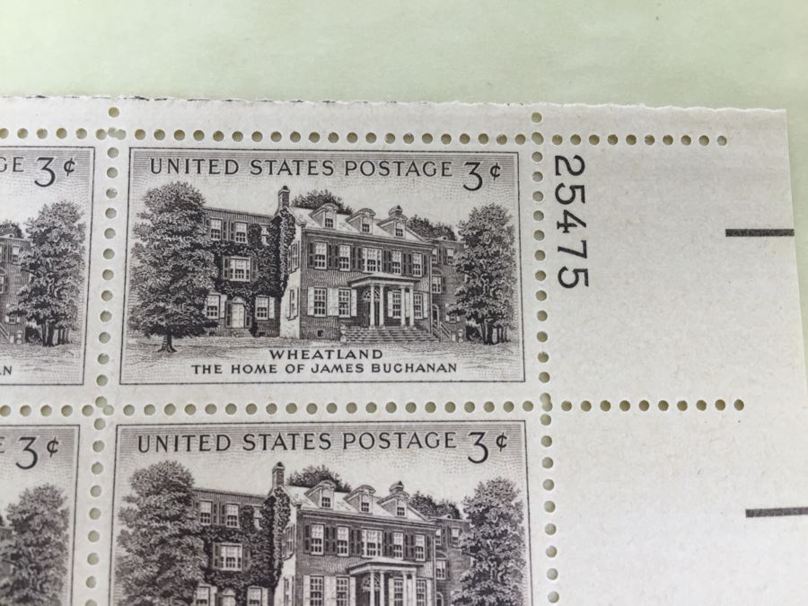 (2) Mint Postage Stamp Sheet 1956 3 Cent Wheatland The Home Of James Buchanan [Photo 6]