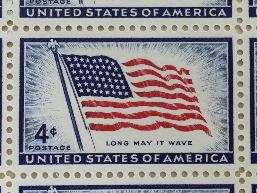 (2) Mint Postage Stamp Sheet 1952 3 Cent U.S. Flag Long May It Wave Old Glory 48 Stars [Photo 3]