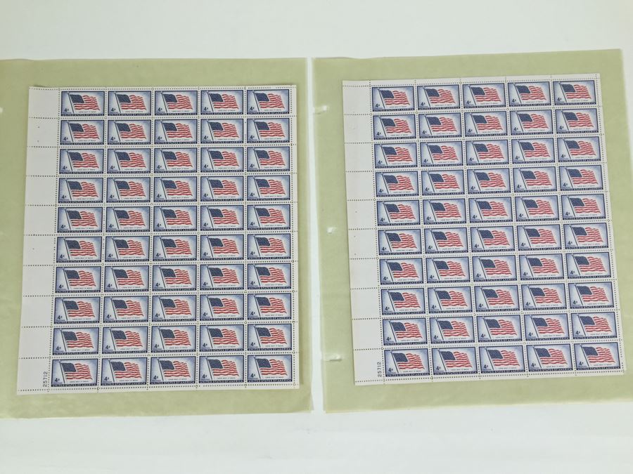 (2) Mint Postage Stamp Sheet 1952 3 Cent U.S. Flag Long May It Wave Old Glory 48 Stars [Photo 1]