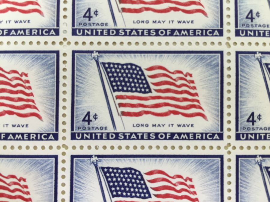 (2) Mint Postage Stamp Sheet 1952 3 Cent U.S. Flag Long May It Wave Old Glory 48 Stars [Photo 7]