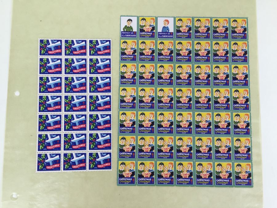 1940 & 1949 Christmas Seal Greetings Stamps + 1949 National Society For Crippled Children And Adults [Photo 2]