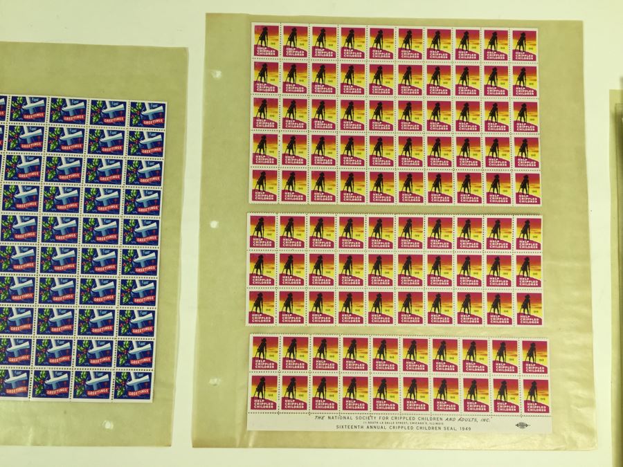 1940 & 1949 Christmas Seal Greetings Stamps + 1949 National Society For Crippled Children And Adults [Photo 8]