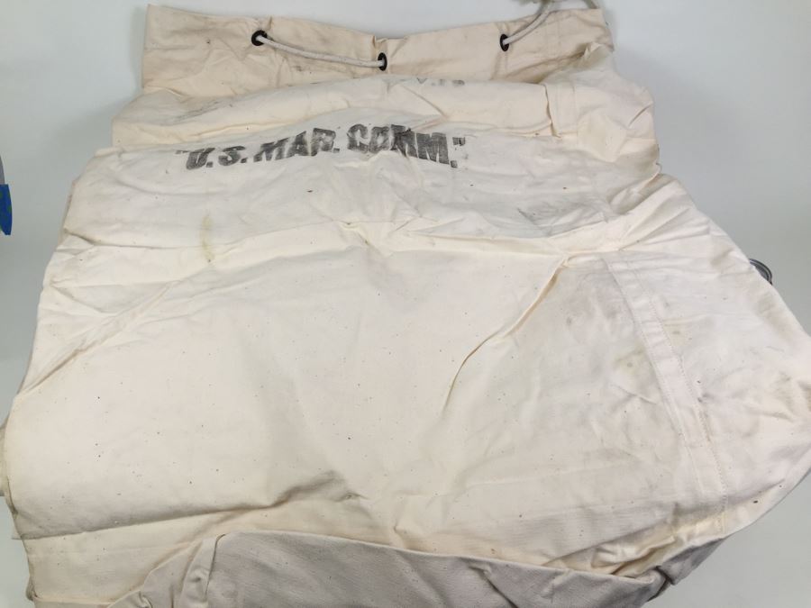 Collection Of 8 Large White Canvas U.S. Mar. Comm. Bags Mailbags Mail [Photo 7]