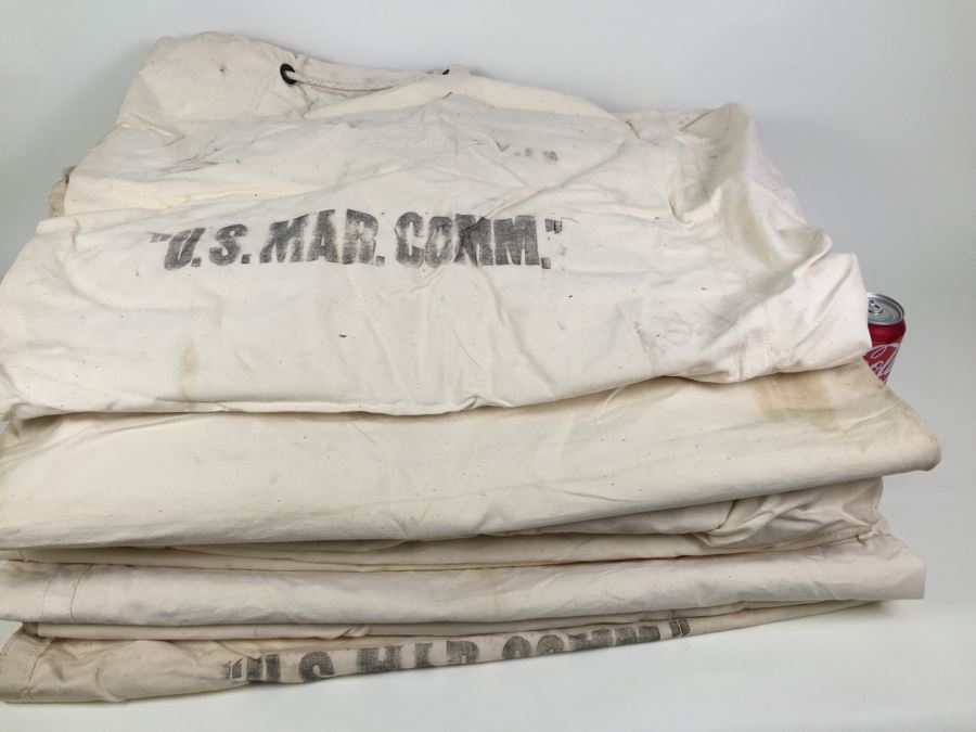 Collection Of 8 Large White Canvas U.S. Mar. Comm. Bags Mailbags Mail [Photo 1]