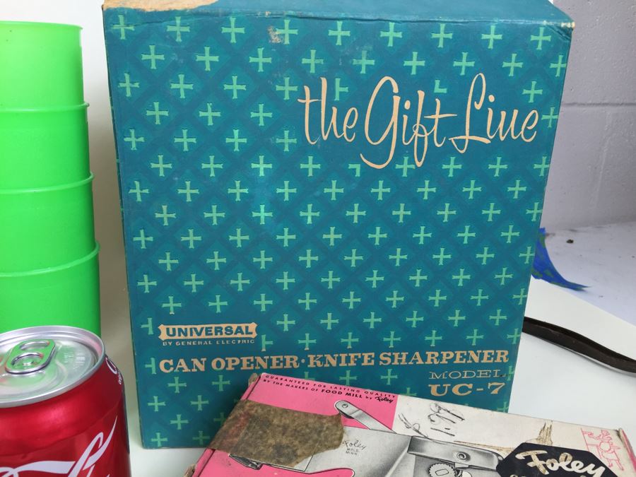 Various Vintage Kitchen Items And Appliances Including New Osterizer Blender And New Universal Can Opener-K [Photo 7]