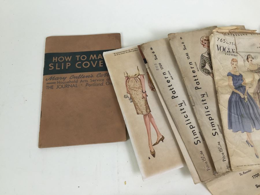 Vintage VOGUE Patterns, Curling Iron, Antique Ivory Brush And Old Spice Bottle [Photo 5]