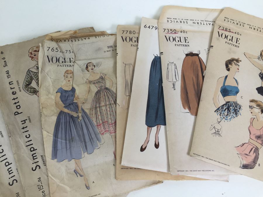 Vintage VOGUE Patterns, Curling Iron, Antique Ivory Brush And Old Spice Bottle [Photo 4]