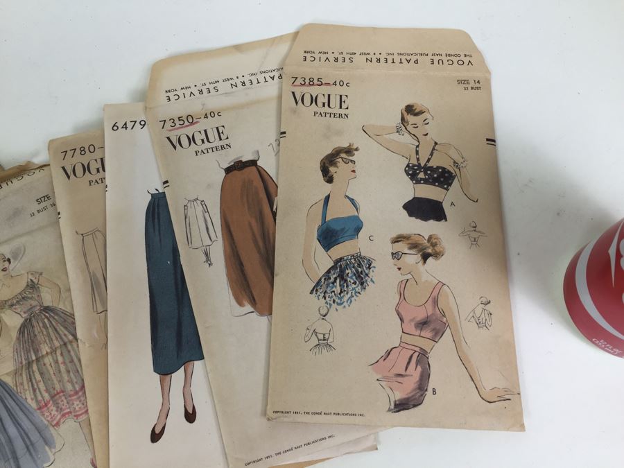 Vintage VOGUE Patterns, Curling Iron, Antique Ivory Brush And Old Spice Bottle [Photo 2]