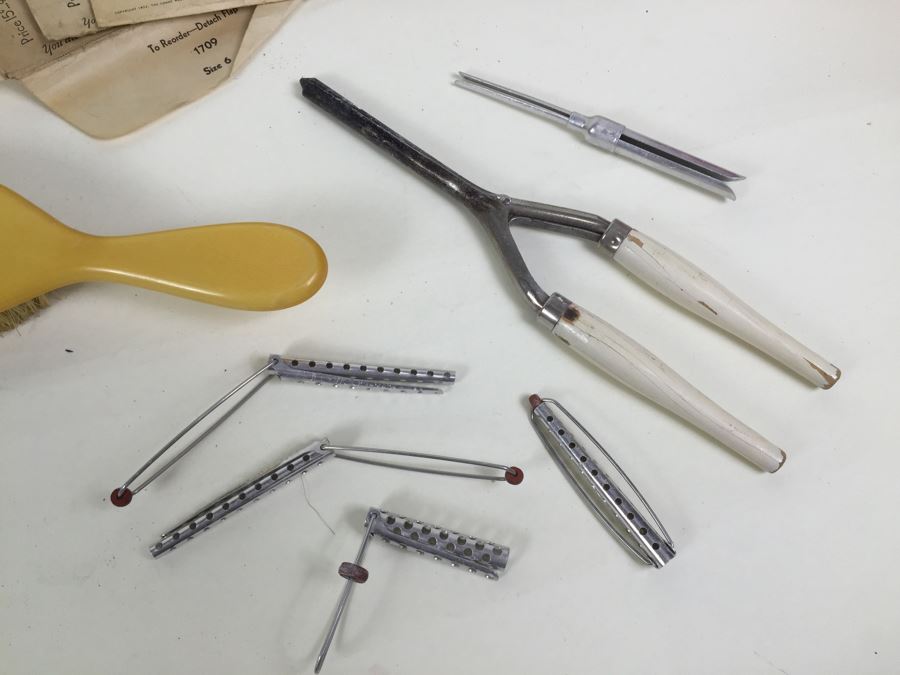 Vintage VOGUE Patterns, Curling Iron, Antique Ivory Brush And Old Spice Bottle [Photo 7]