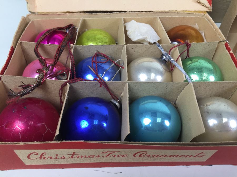 Various Vintage Glass Christmas Ornaments Ever Brite And Corning Glass ...