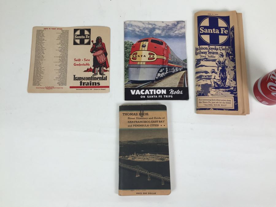1940's Santa Fe Trains Brochures And 1939 Thomas Bros. San Francisco Street Directory And Guide [Photo 1]
