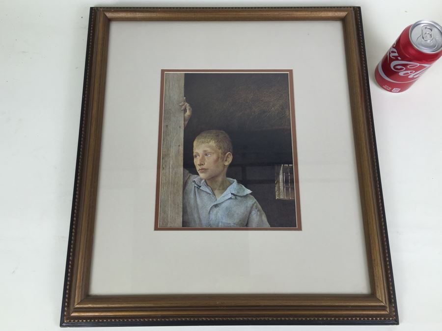 Framed Andrew Wyeth Print Titled Albert's Son From Collection Of Nasjonal Galleriet, Oslo [Photo 1]