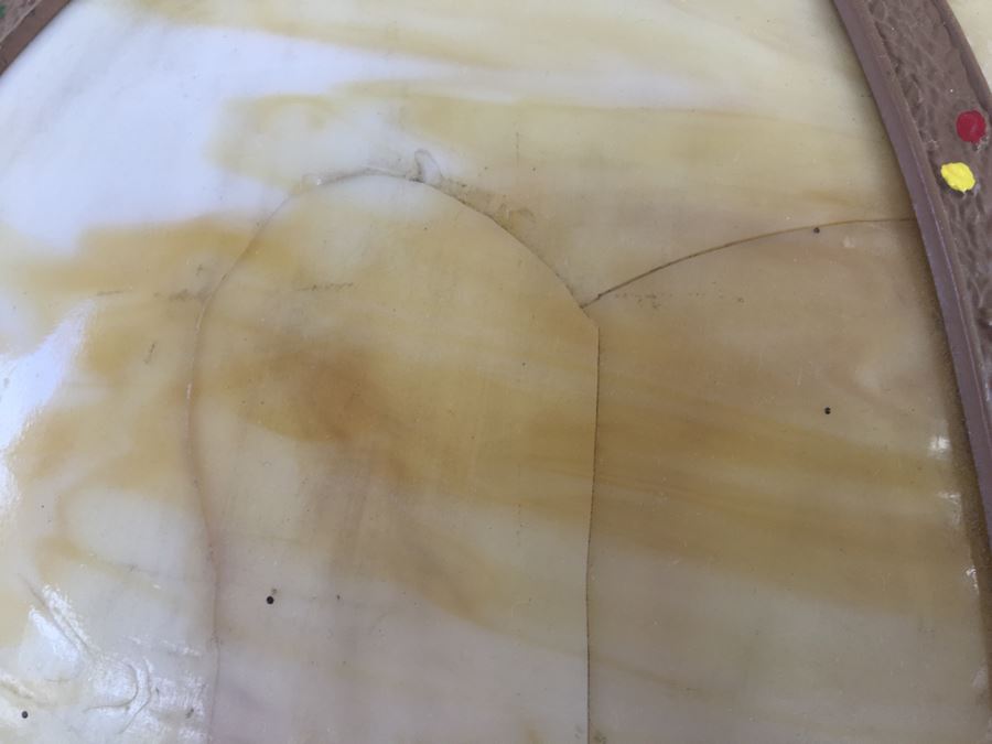 Art Nouveau Six-Panel Slag Glass Table Lamp In Caramel [Photo 13]