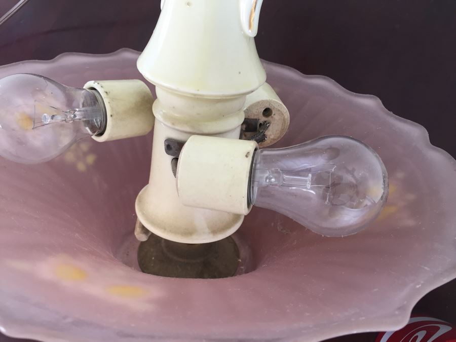 Vintage Hand Painted Glass Light Fixture [Photo 9]