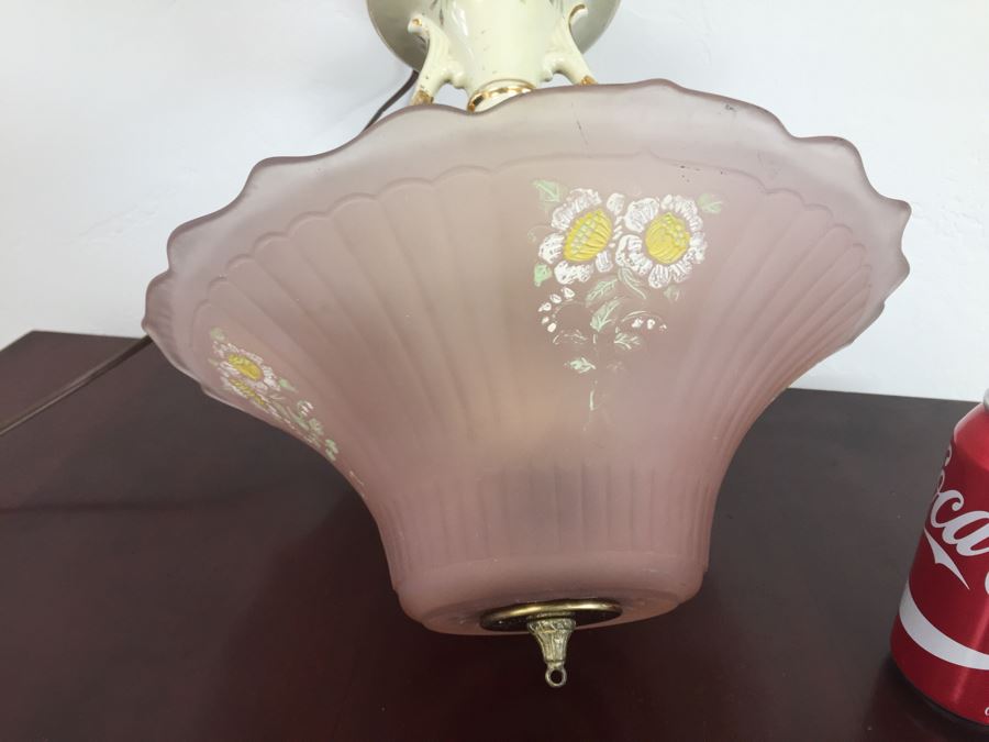 Vintage Hand Painted Glass Light Fixture [Photo 4]