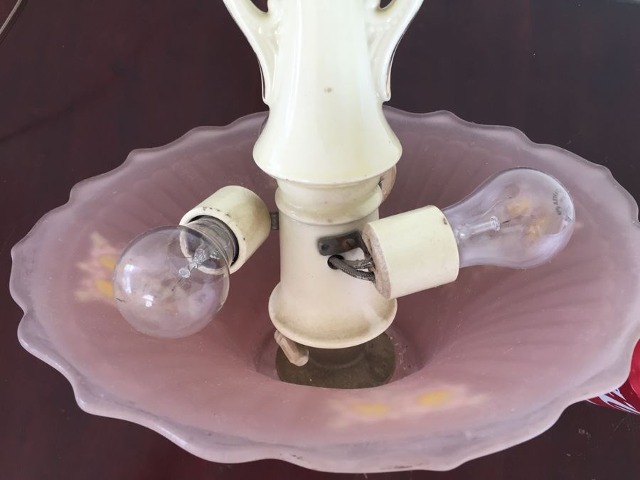 Vintage Hand Painted Glass Light Fixture [Photo 3]