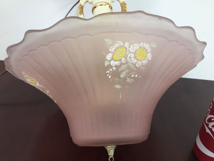 Vintage Hand Painted Glass Light Fixture [Photo 5]
