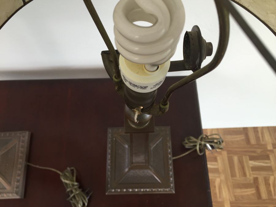 Pair Of Craftsman Table Lamps With Capiz Shades [Photo 8]