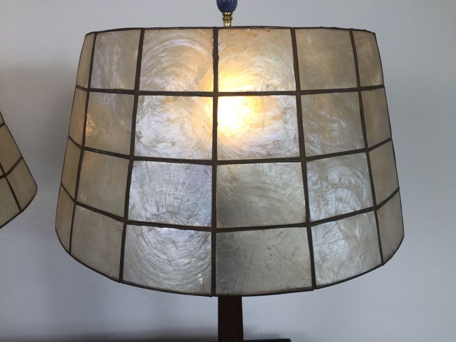Pair Of Craftsman Table Lamps With Capiz Shades [Photo 19]