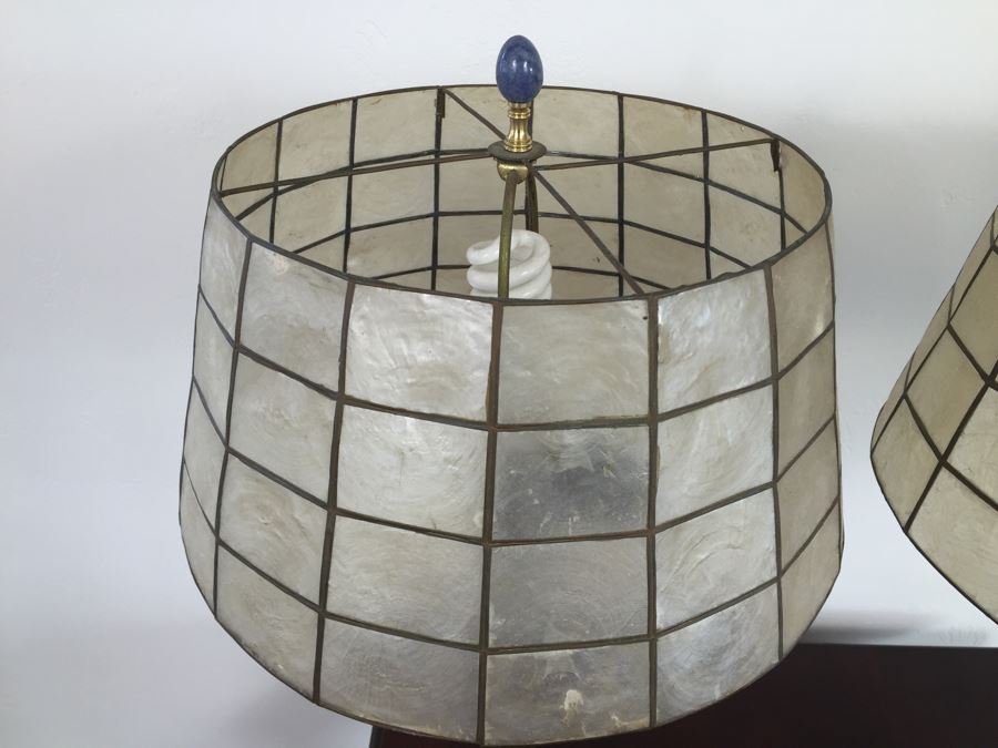 Pair Of Craftsman Table Lamps With Capiz Shades [Photo 18]