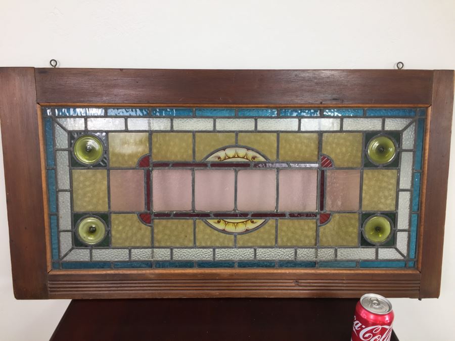 Vintage Framed Stained Art Glass Window [Photo 4]