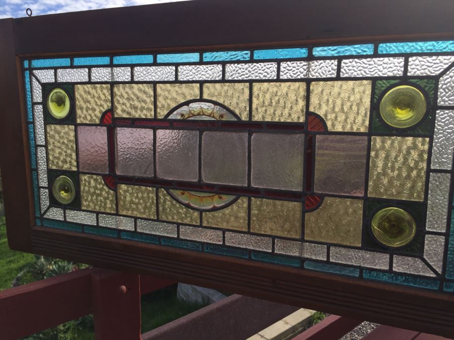 Vintage Framed Stained Art Glass Window [Photo 16]